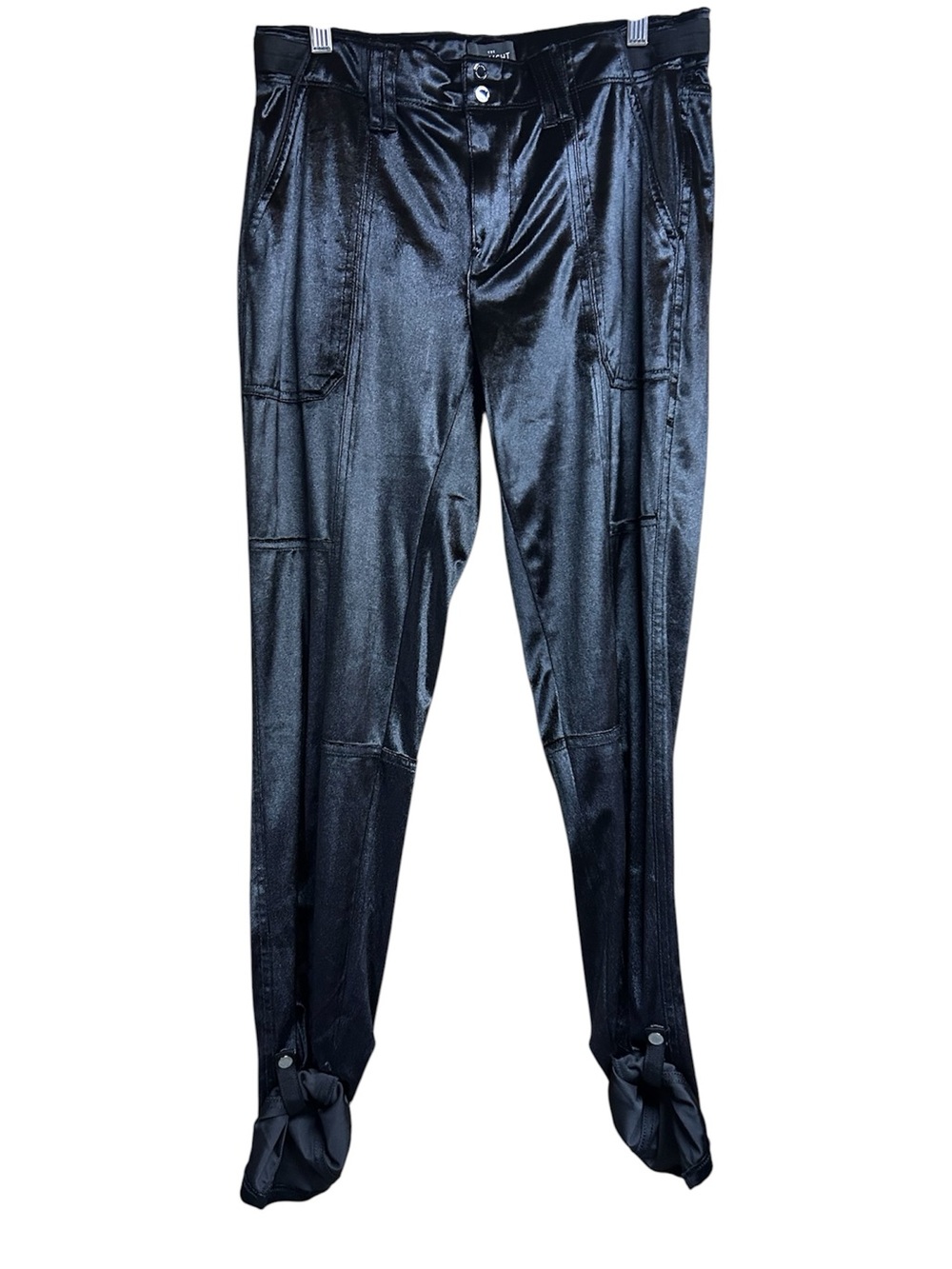 White House Black Market “the Straight Ankle” Black Crushed Velvet Pants
